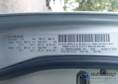 2018 Ram 1500 Slt 4X4 6'4 Box из США, поврежденный, VIN 1C6RR7GG4JS306981